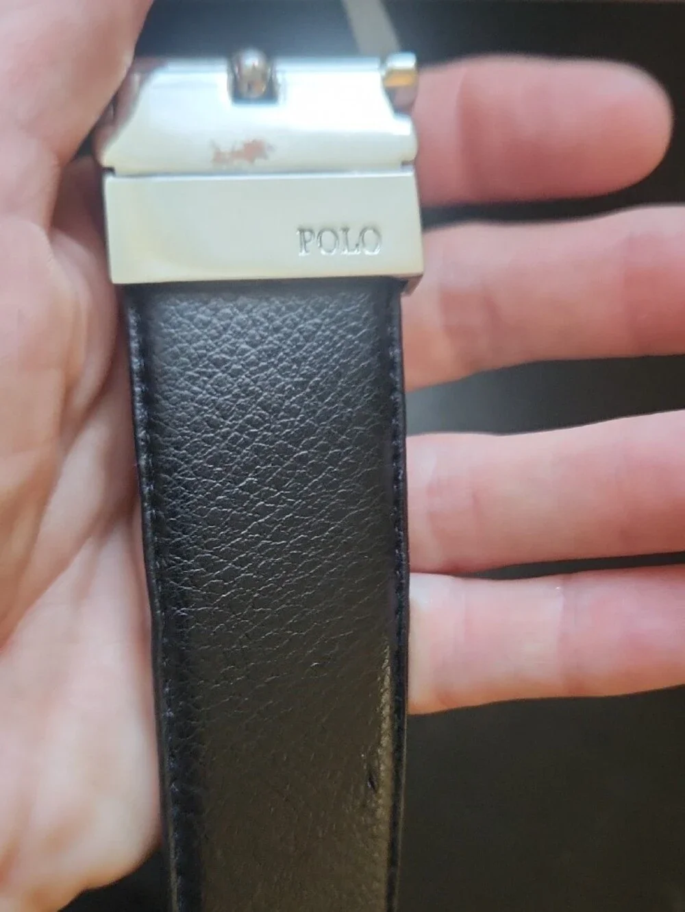 Polo by Ralph Lauren Reversable Black/Brown Leather Belt with Silver-Tone Buckle